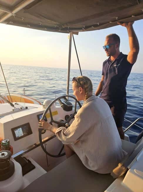 Ayia Napa: Afternoon Catamaran Cruise with Lunch & Open Bar - Sailing back beneath the Cyprus sunset
