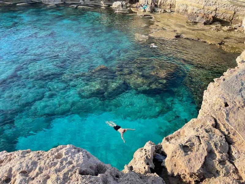 From Larnaca: Cape Greko Guided Tour with Transfers - Ayia Napa Sea Caves, the dramatic first stop