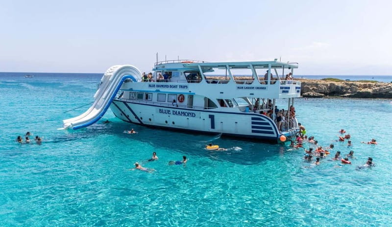 FROM LATCHI: Blue Lagoon Akamas Cruise - large water slide - Key points before you book