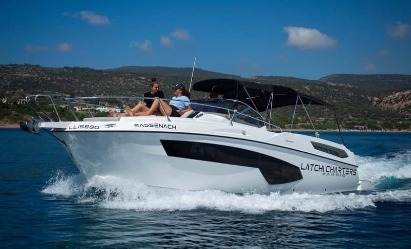 From Latchi: Blue Lagoon Tour via Karnic SL800 Boat - Setting out from Latsi on a new Karnic motor yacht