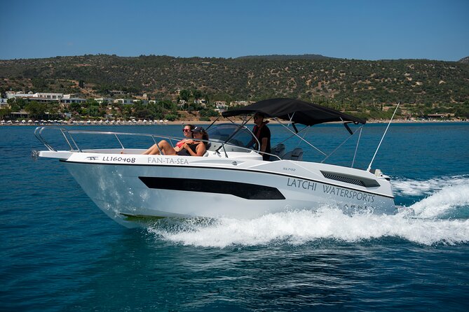 Karnic SL702 boat with driver, WC,Cabin, BT music and shower - Starting at Latchi Watersports Centre