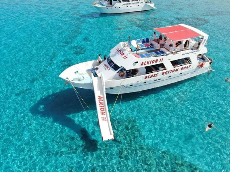 Latchi: Blue Lagoon Glass Bottom Boat Cruise with Drinks - Wine, fruit, juice, and the onboard bar