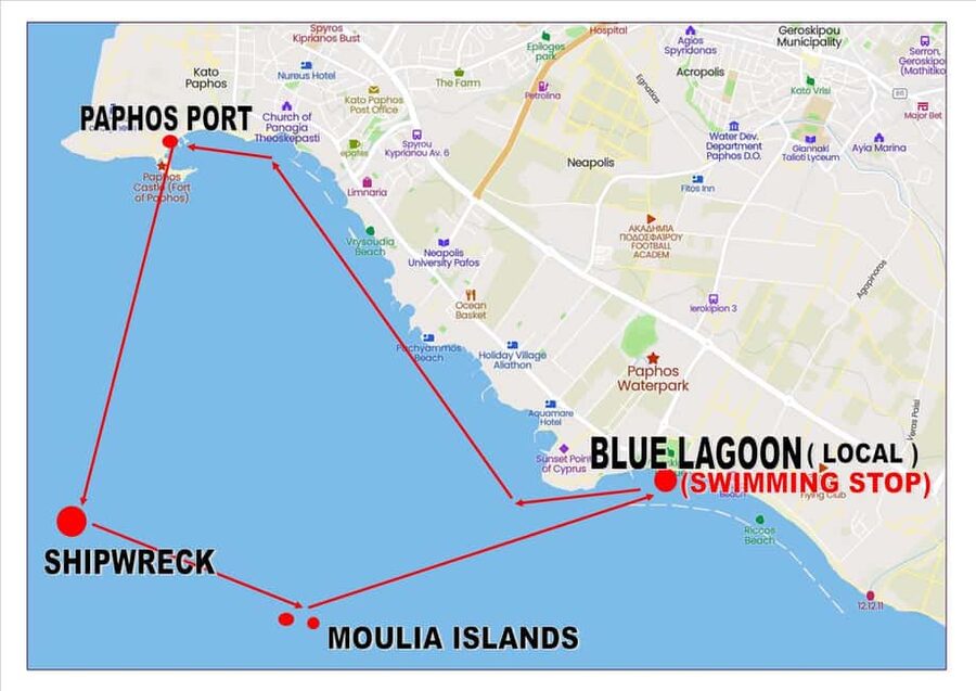 Paphos: The Yellow Glass-Bottom Boat Cruise Swim & Snorkel - Moulia Islands and the story behind the rocks