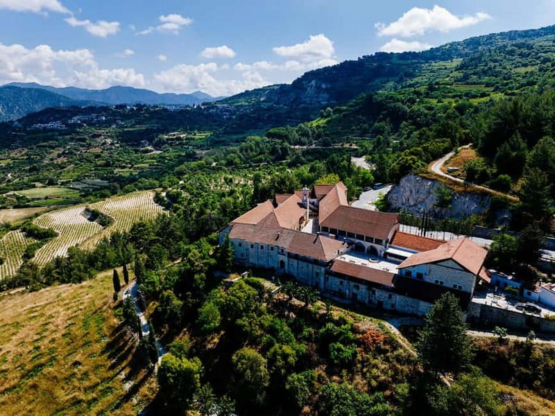 PAPHOS: Troodos Mountains "Monasteries & Villages" by coach - Chrysorrogiatissa Monastery starts the day quietly