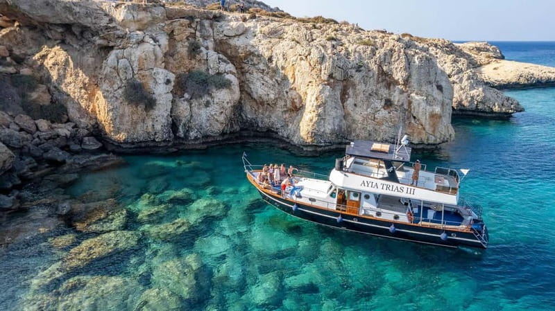 Protaras: Luxury Blue Lagoon Cruise / 3H, 2 Swim Stops - Protaras and Fig Tree Bay from the water