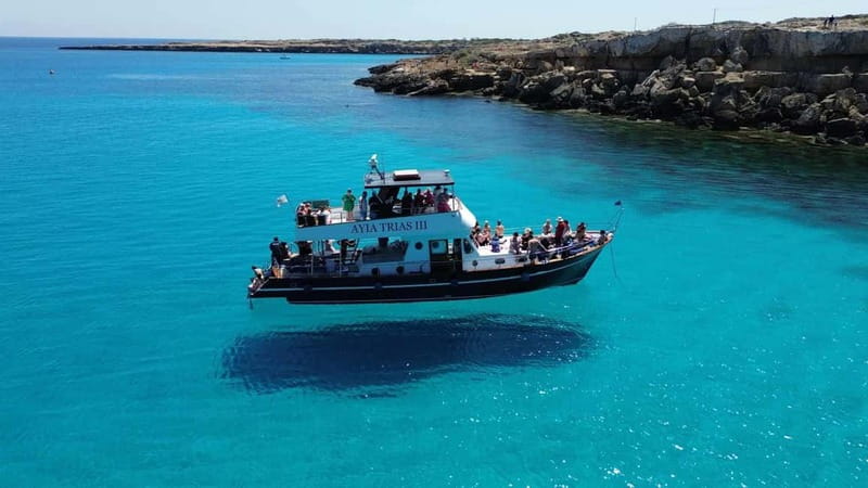 Protaras: Luxury Blue Lagoon Cruise / 3H, 2 Swim Stops - Starting at Paralimni Marina near the little chapel