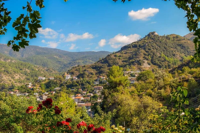Troodos Villages and Kykkos Monastery from Paphos in Polish - Tzelefos Bridge, Cyprus stonework in a forest setting