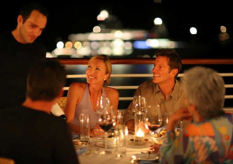 Wave Dancer Deluxe Night Cruise with Fireworks - Adults Only - A three-course dinner prepared at sea